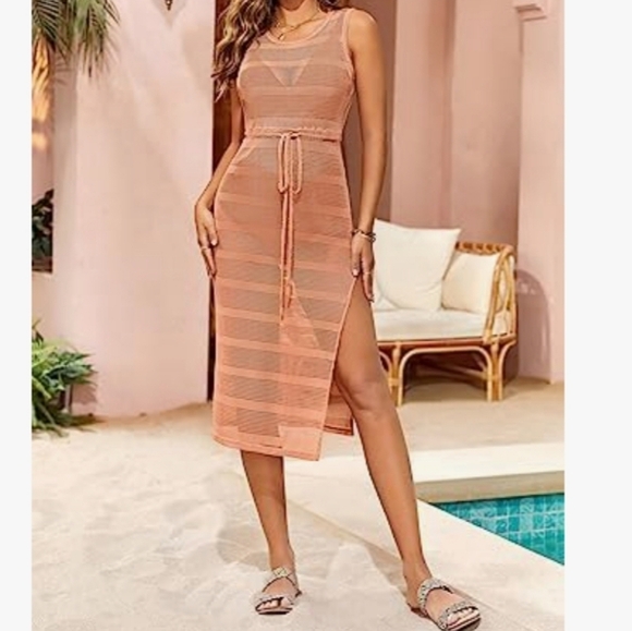 Karlywindow Crochet Cover-up in Peach Orange Size M - Picture 1 of 11